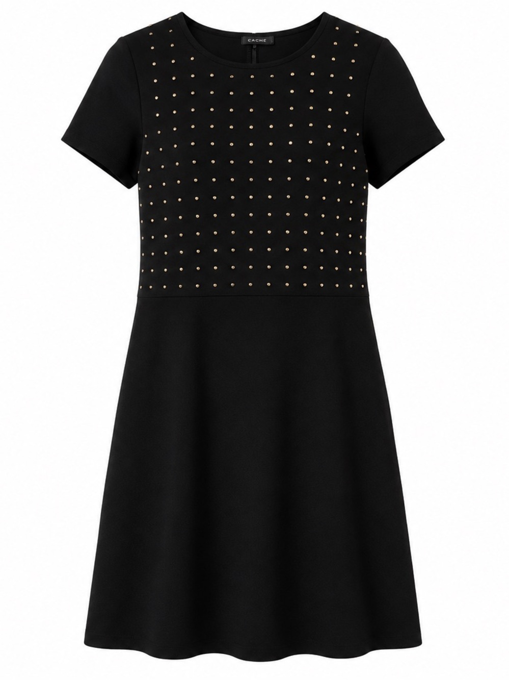 Cache Black Studded Dress Gold Stud Sheath Career Cocktail Size S